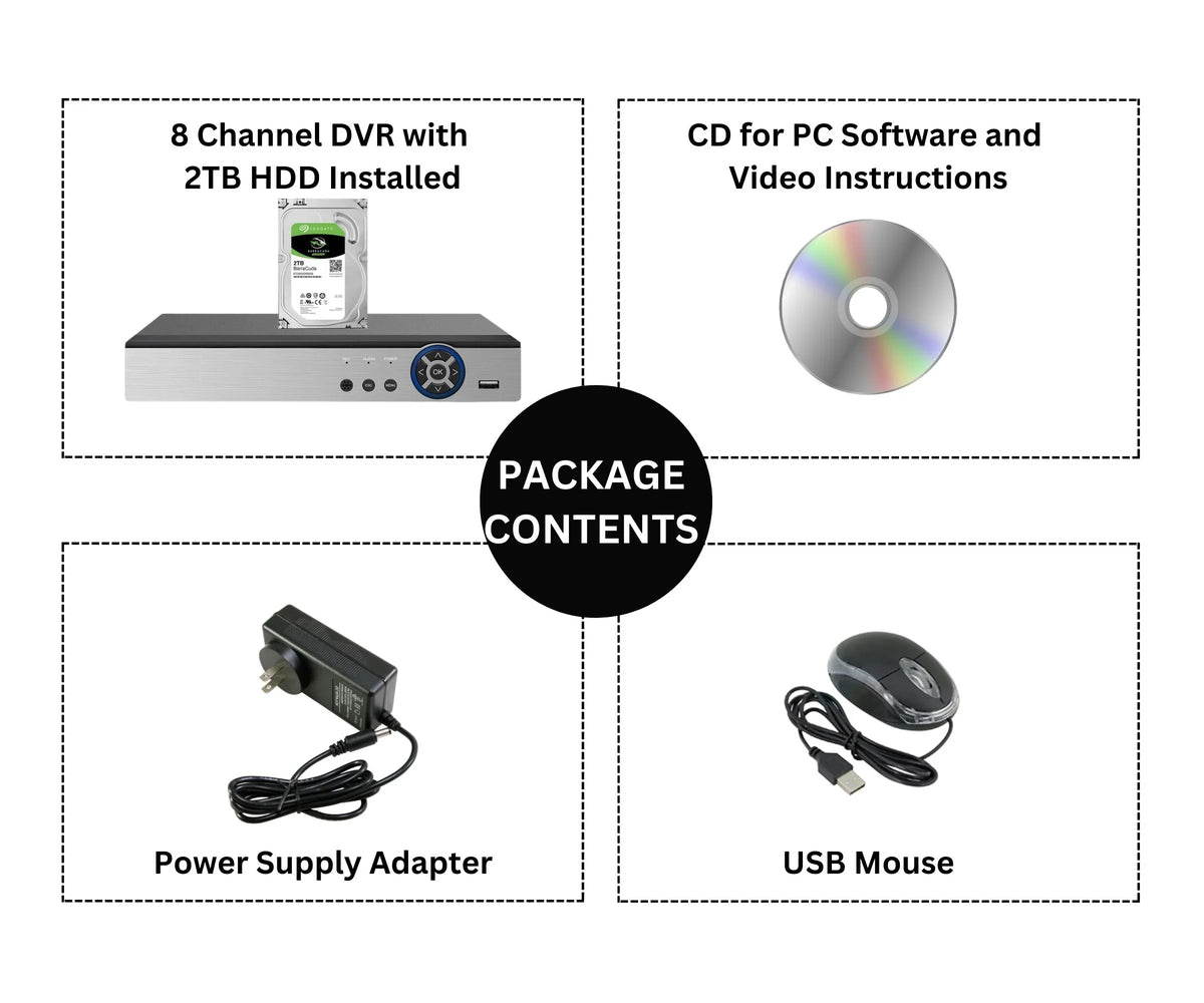 Evertech 8 Channel  Digital Video Recorder 2TB Hard Drive H.265  Hybrid    Analog  Security
