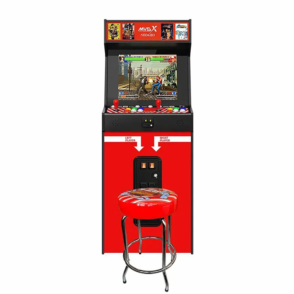 Unico    Arcade with Base and Stool Set, Pre-loaded 50  Official Genuine Retro Games, Support Two Players Fight Together by 2 Joysticks