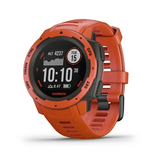 Restored Garmin Instinct Flame Red Rugged Outdoor  Watch (Refurbished)