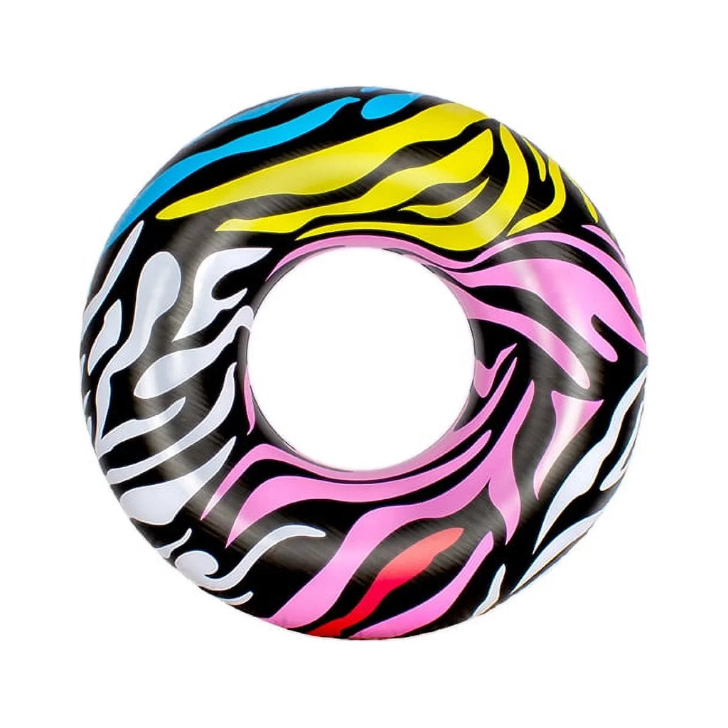 Swim Central 39" Multi-Color Zebra Stripes Inflatable Inner Tube Ring Float