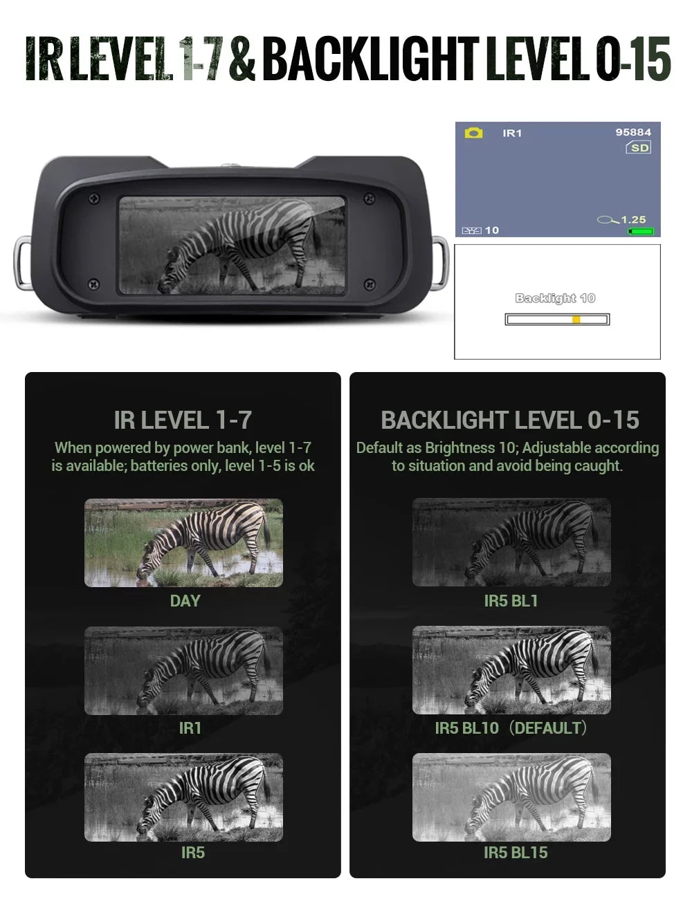 10.8 x 31mm Night Vision Binoculars for Total Darkness with 64G  Card Infrared Digital Night Vision Binocular with Large Viewing Screen Hunting Binoculars for Day and Night