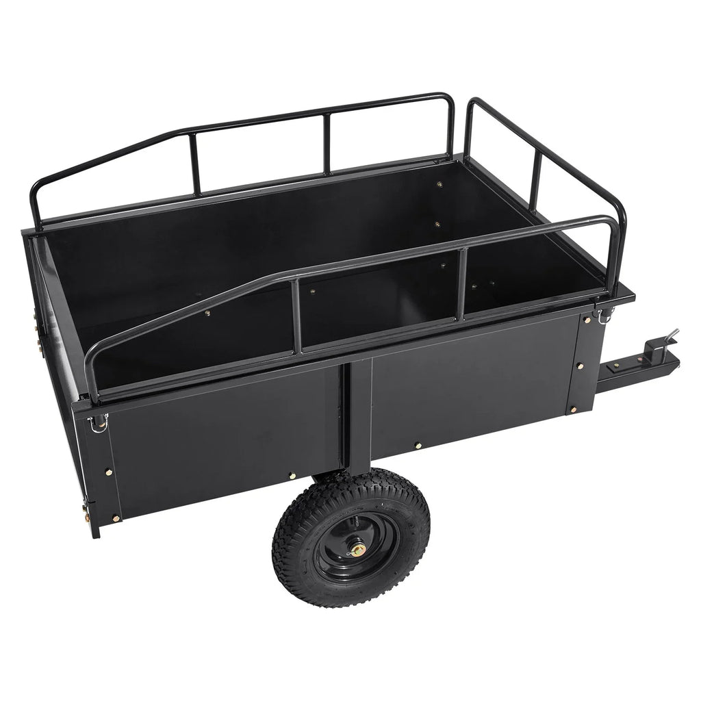Heavy Duty  Trailer, 750lb Steel Dump Cart with 15 Cubic Feet Capacity, Garden Utility Trailer for Riding Lawn Mower Tractor