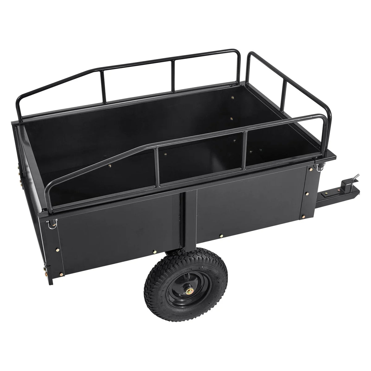 Heavy Duty  Trailer, 750lb Steel Dump Cart with 15 Cubic Feet Capacity, Garden Utility Trailer for Riding Lawn Mower Tractor