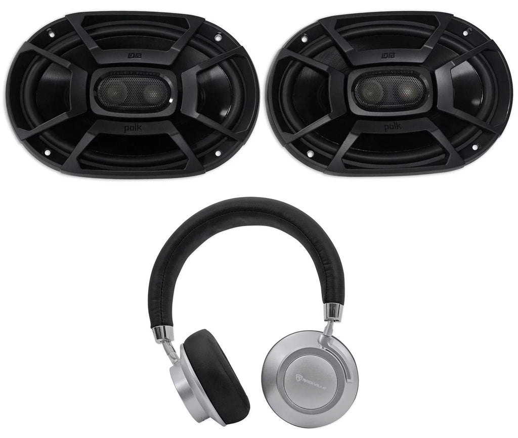 2) Polk Audio DB692 6X9" 450w Car Marine//Motorcycle/Boat Speakers+Headphones