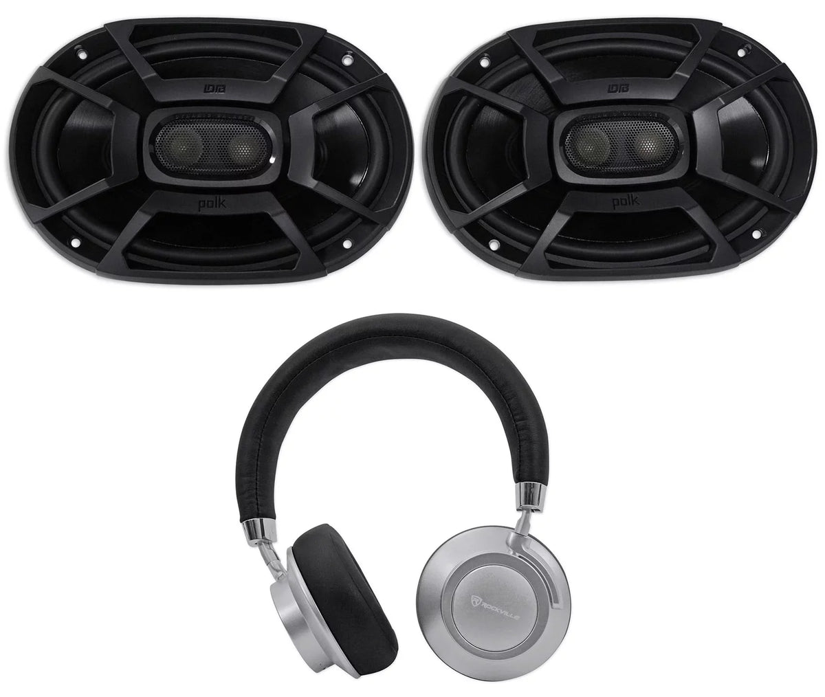 2) Polk Audio DB692 6X9" 450w Car Marine//Motorcycle/Boat Speakers+Headphones