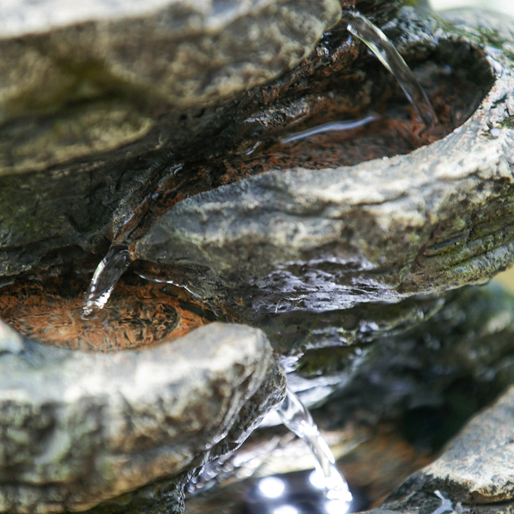 Cascading Rock Water Fountain - Soothing Water Sounds &  Lighting