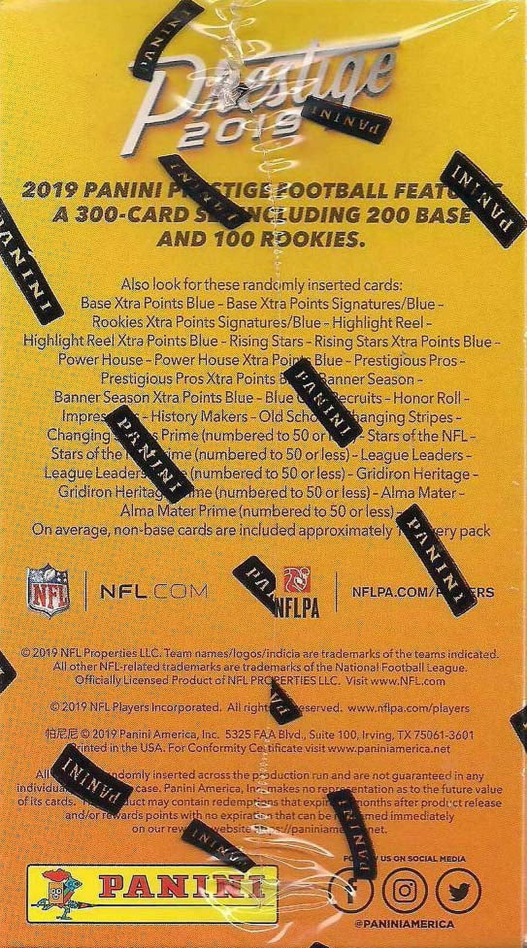 2019 Panini Prestige  Football Blaster Box- Featuring 2019 Rookies in Team Jerseys
