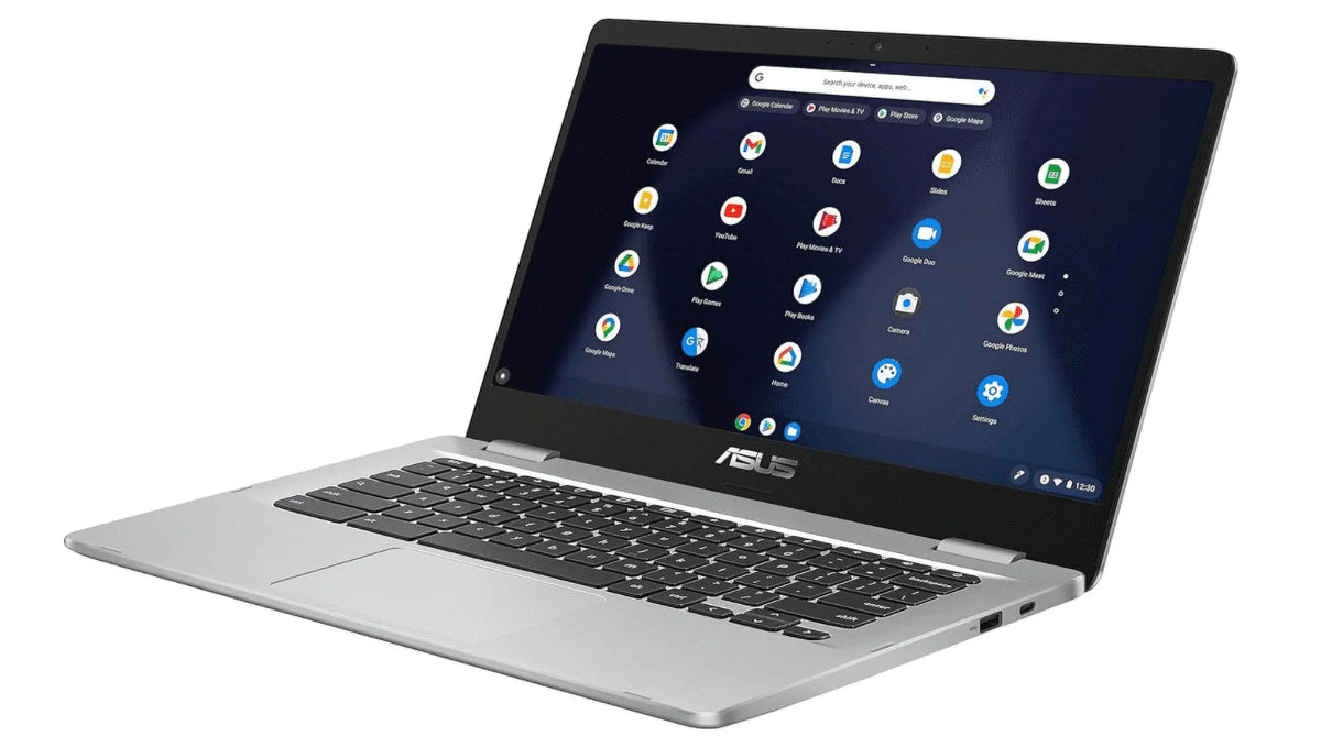 Asus (Renewed) C423NA Chromebook 14 14"  Laptop Computer, Intel Celeron N3350 Processor, 8GB LPDDR4 , 64GB eMMC, 802.11AC WiFi, Bluetooth,  Type-C, Silver, Chrome