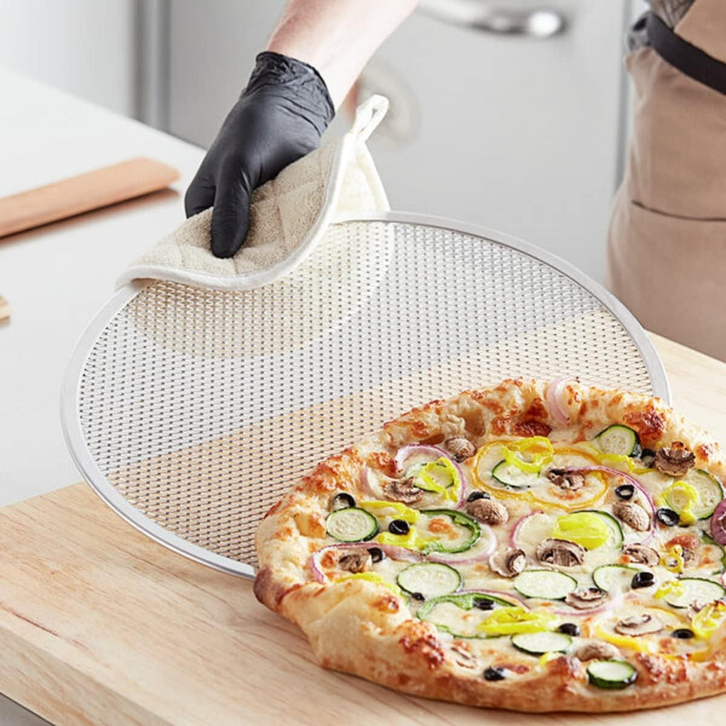 TrueCraftware- Set of 2 Aluminum 16” Pizza Baking Screen Seamless Rim- Bakeware Pizza Screen Round Pizza Pan Tray Round Baking Tray for Home Kitchen Pizzeria & Restaurants