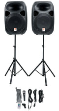 Rockville RPG122K 12" Portable  System 2 Powered Speakers Bluetooth+Mic+Stands