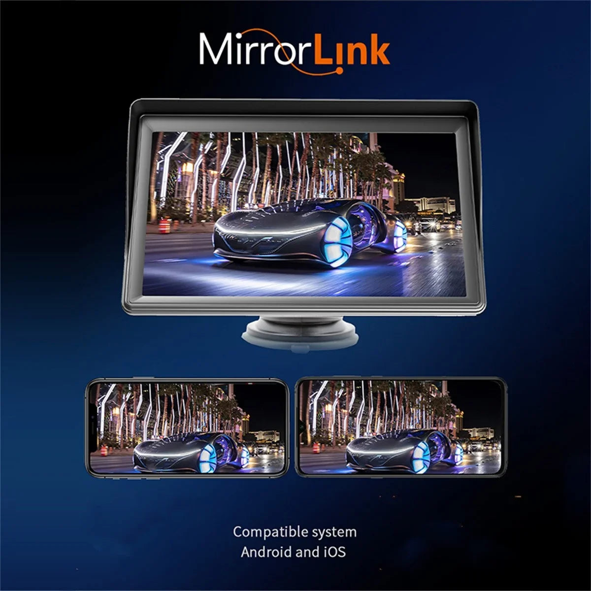 7 Inch Car Stereo Radio, Double  Bluetooth Car MP5 Player, Digital Display Full  Touchscreen with Reverse Camera and Mirror Link Function, android auto