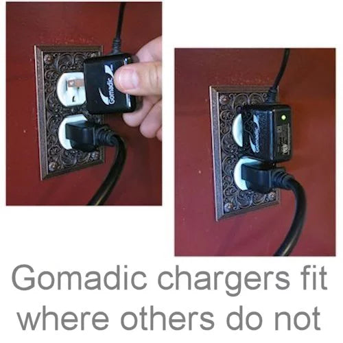 Gomadic Intelligent Compact  Home Wall Charger suitable for the Nokia 6263 6265i 6282 - High output power with a convenient, foldable plug design -