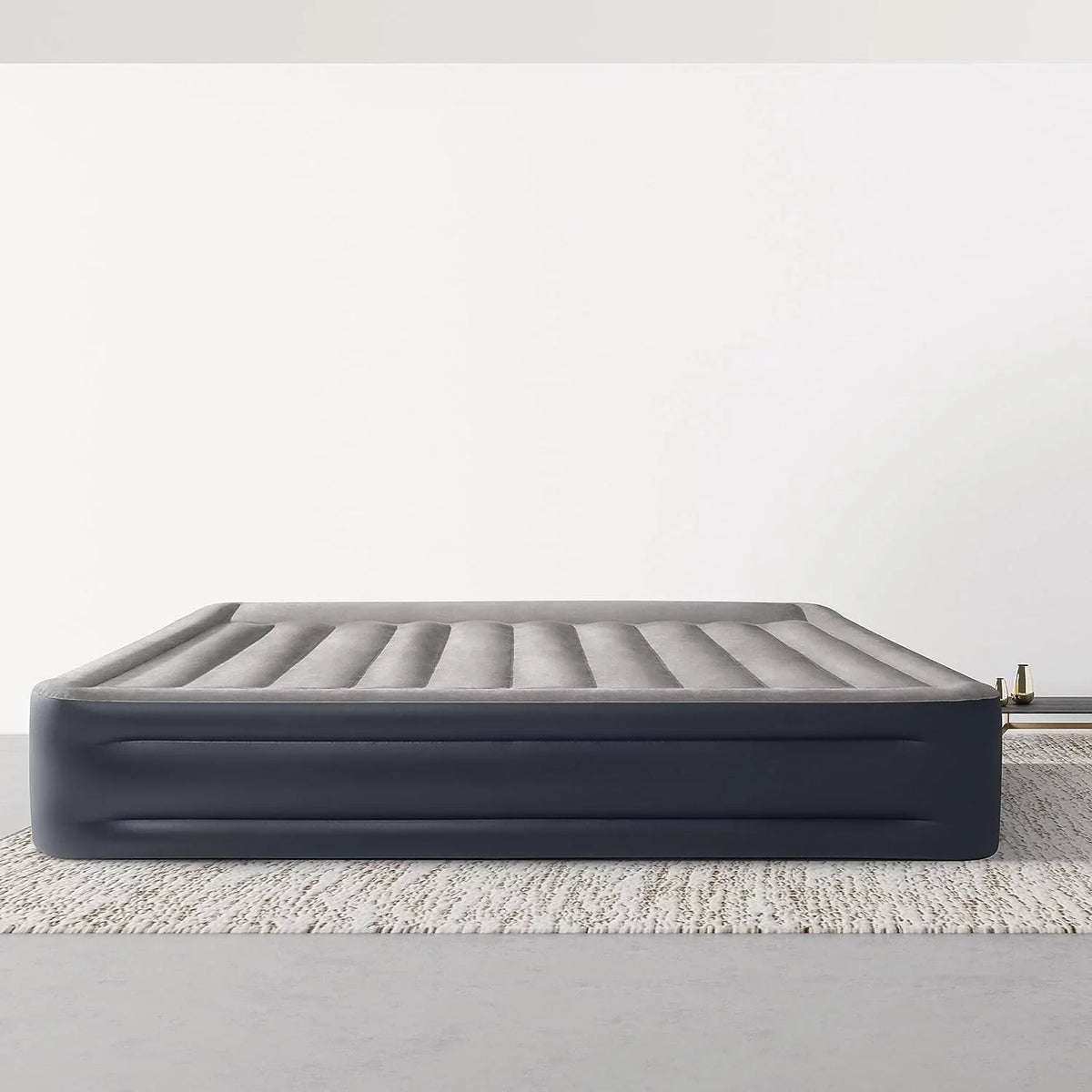 Deluxe Raised Pillow Inflatable Blow Up Portable Firm Air Mattress with Built-in Internal Air Pump, King-Sized Bed