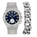 Charles Raymond Big Bling Watch Inspired by Hip Hop - Men's Iced Out Timepiece- Diamond Rhinestones on Blast - ST10311   Blue -C