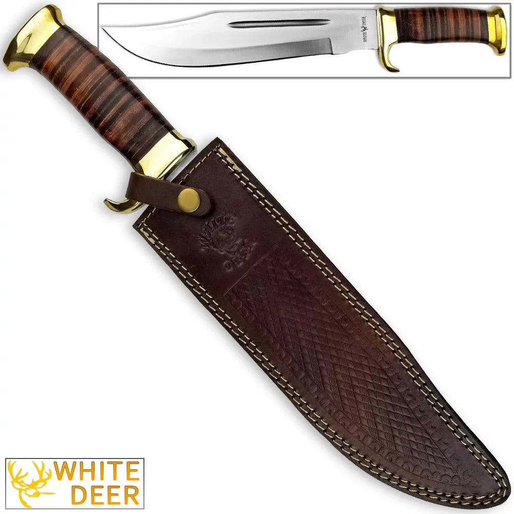 Outback American Bowie Knife High Carbon Stainless Steel w Leather Handle