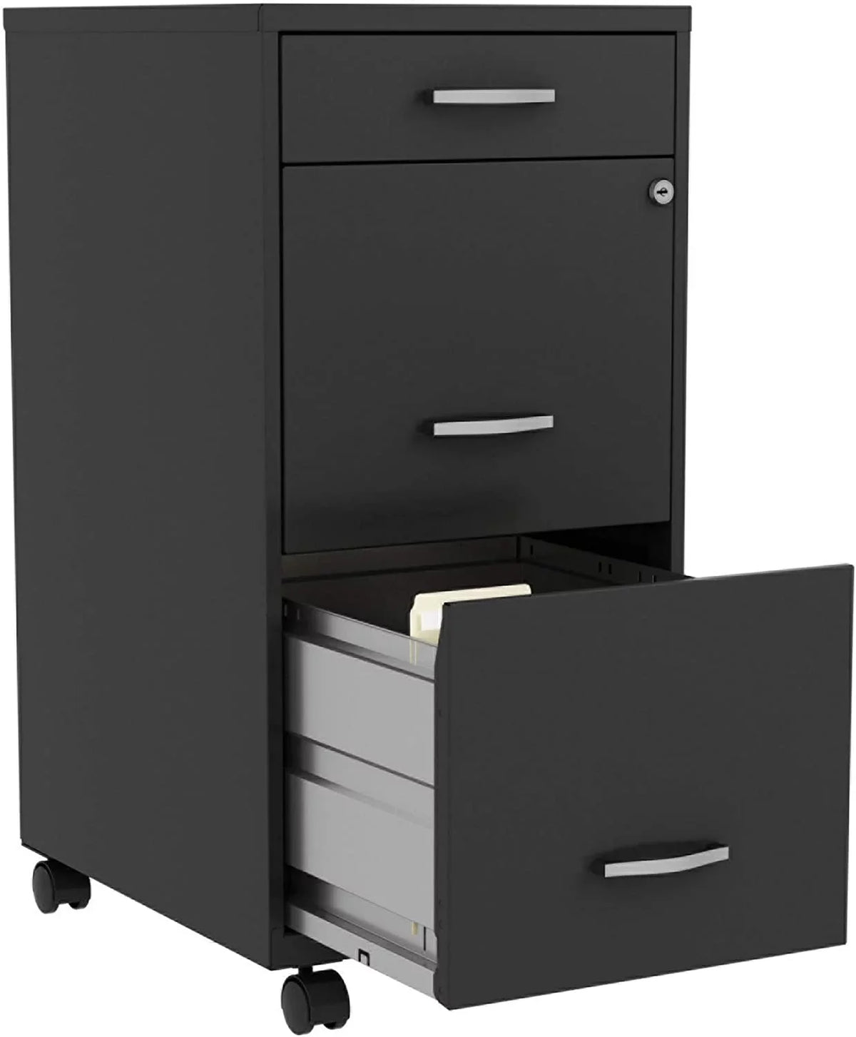Box/File/File 3-Drawer Mobile File Cabinet  Black  14.3" x 18" x 29.5"