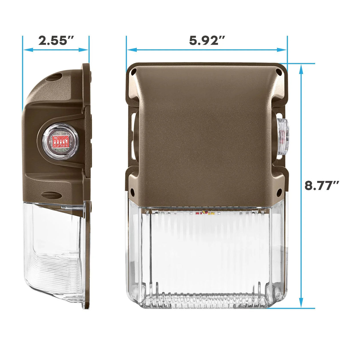Luxrite 15/20/25W  Wall Pack Light with Photocell, 3CCT, 1950/2600/3250LM, Dusk to Dawn, IP65, Dimmable 2-Pack