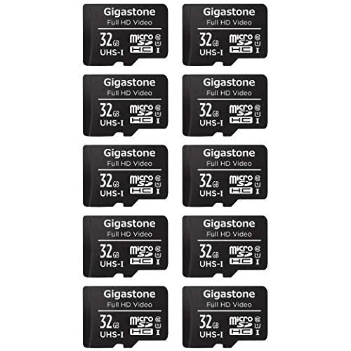 Gigastone 32GB Micro  Card,  Video -I U1 Class 10, for Surveillance, Security, Action Cameras, Drone, Dash Cams, 10 Pack (10x32GB)