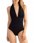 Shoshanna Plisse Halter One Piece Swimsuit
