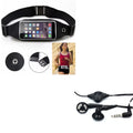 Black Sport Workout Belt Waist Bag Case w Headset  3.5mm Handsfree Earphones A6Z for  ZenFone Max Plus M1,  Phone,  5z 4 Pro 3 Max 2E 2 - Blackberry Z30, Priv, DTek50, Leap, Motion