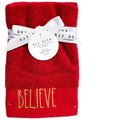 Rae Dunn Fingertip Towels Set of 2 Red -   Gold 12'x 18' Holiday