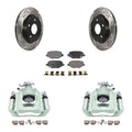 Transit Auto Rear Disc Brake Coated Caliper Drilled Slotted Rotors And Ceramic Pads Kit For 2012 Ram C/V With Single Piston Front From 03 24 12 -100639T