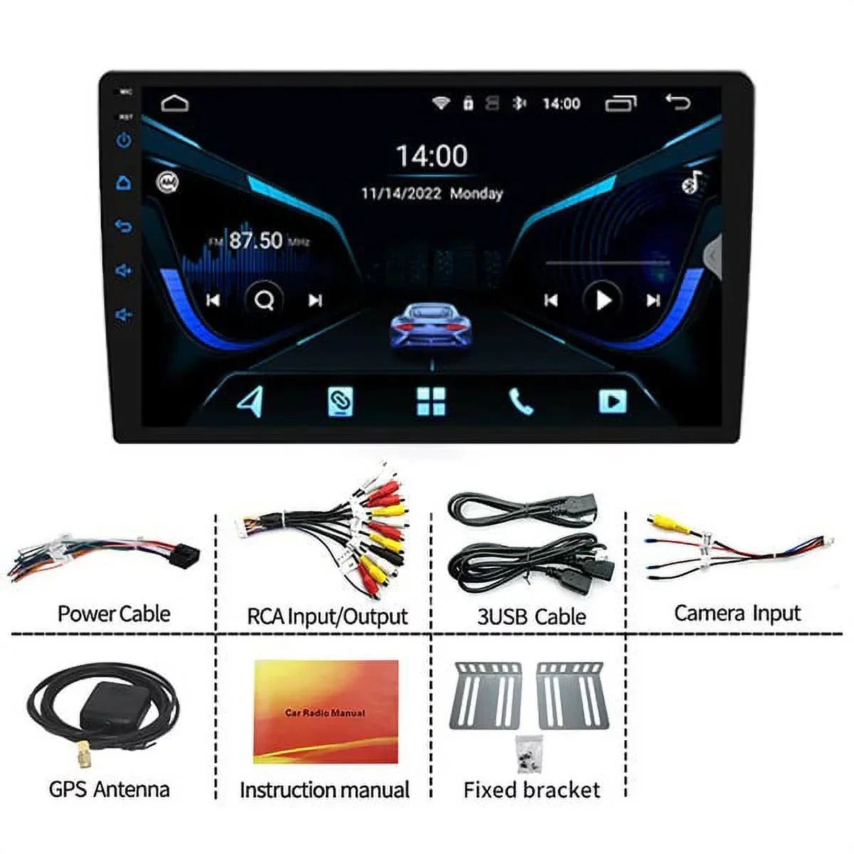 Binize  Android 12 Double Din Car Stereo with Wireless Carplay & Wireless Android Auto, 10" Touch Screen Car Radio with Backup Camera  Navigation/Mirror Link//, 2+32G, 3 / 5.0/WiFi 6