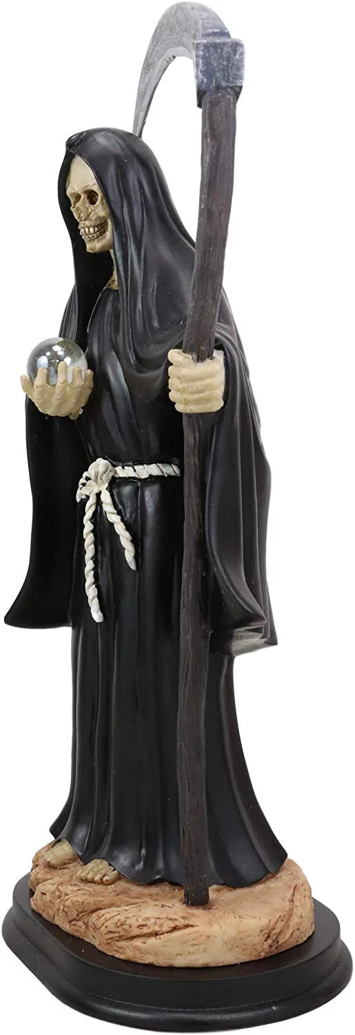 Ebros 12.75" Tall Holy Santa Muerte Holding Scythe in Black Tunic Robe Statue