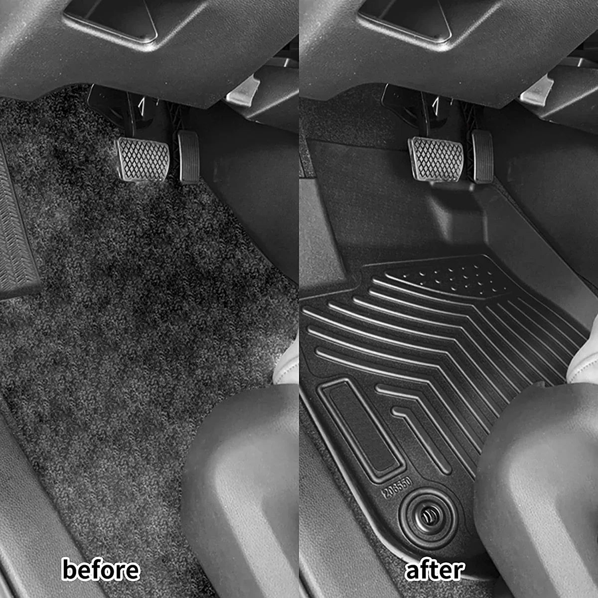 Ledkingdomus  Rubber Front and Rear Floor Mats Set for 2019 2020 2021 2022 2023 2024 Dodge Ram 1500 Crew Cab All-Weather