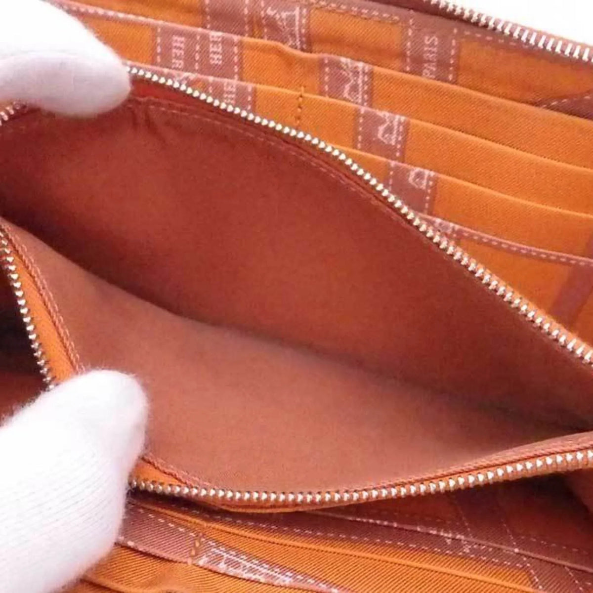 Pre-Owned Hermes  Round Zipper Long Wallet Azap Silk In Leather Brown x Orange Silver Women's (Good)