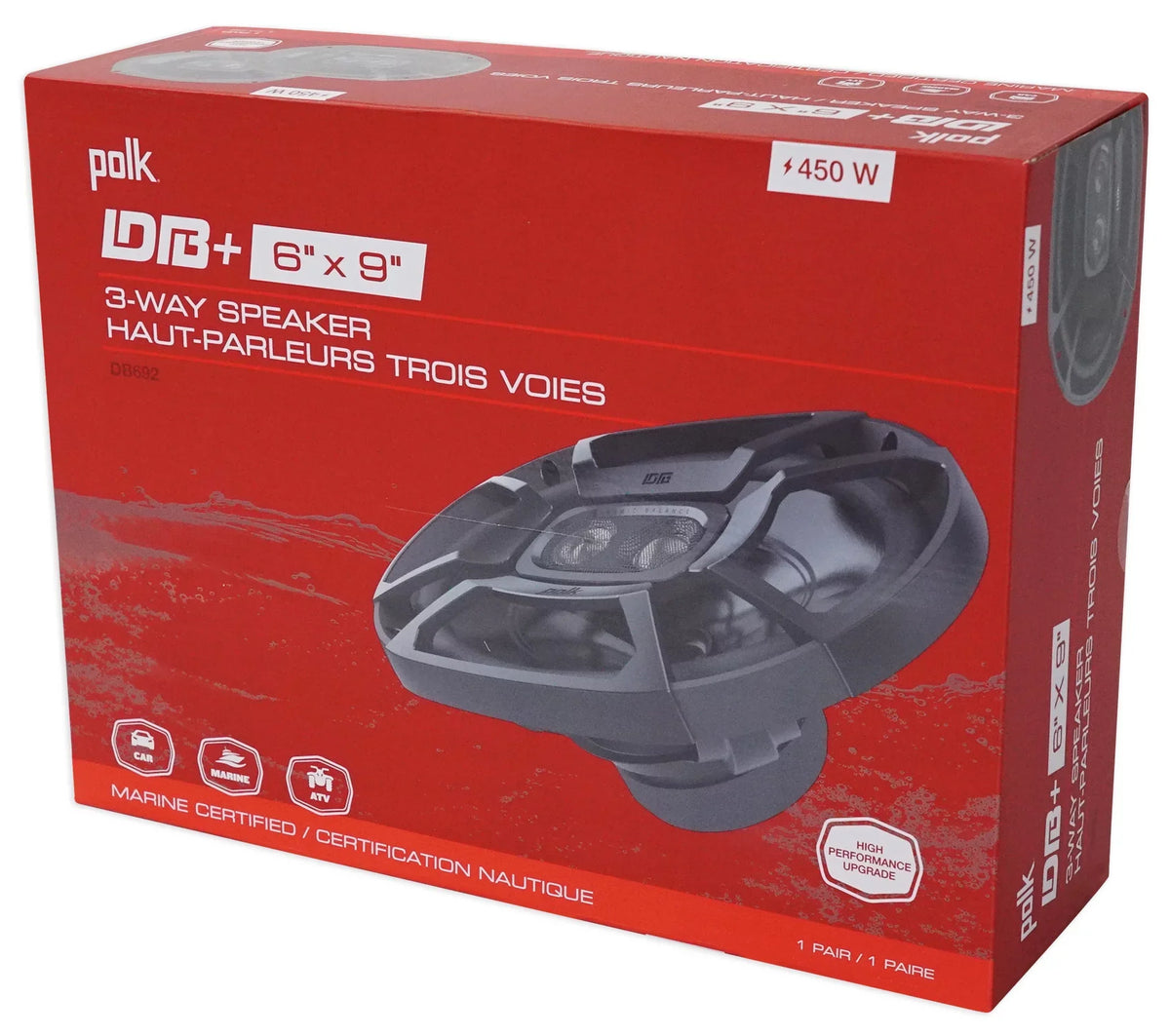 2) Polk Audio DB692 6X9" 450w Car Marine//Motorcycle/Boat Speakers+Headphones