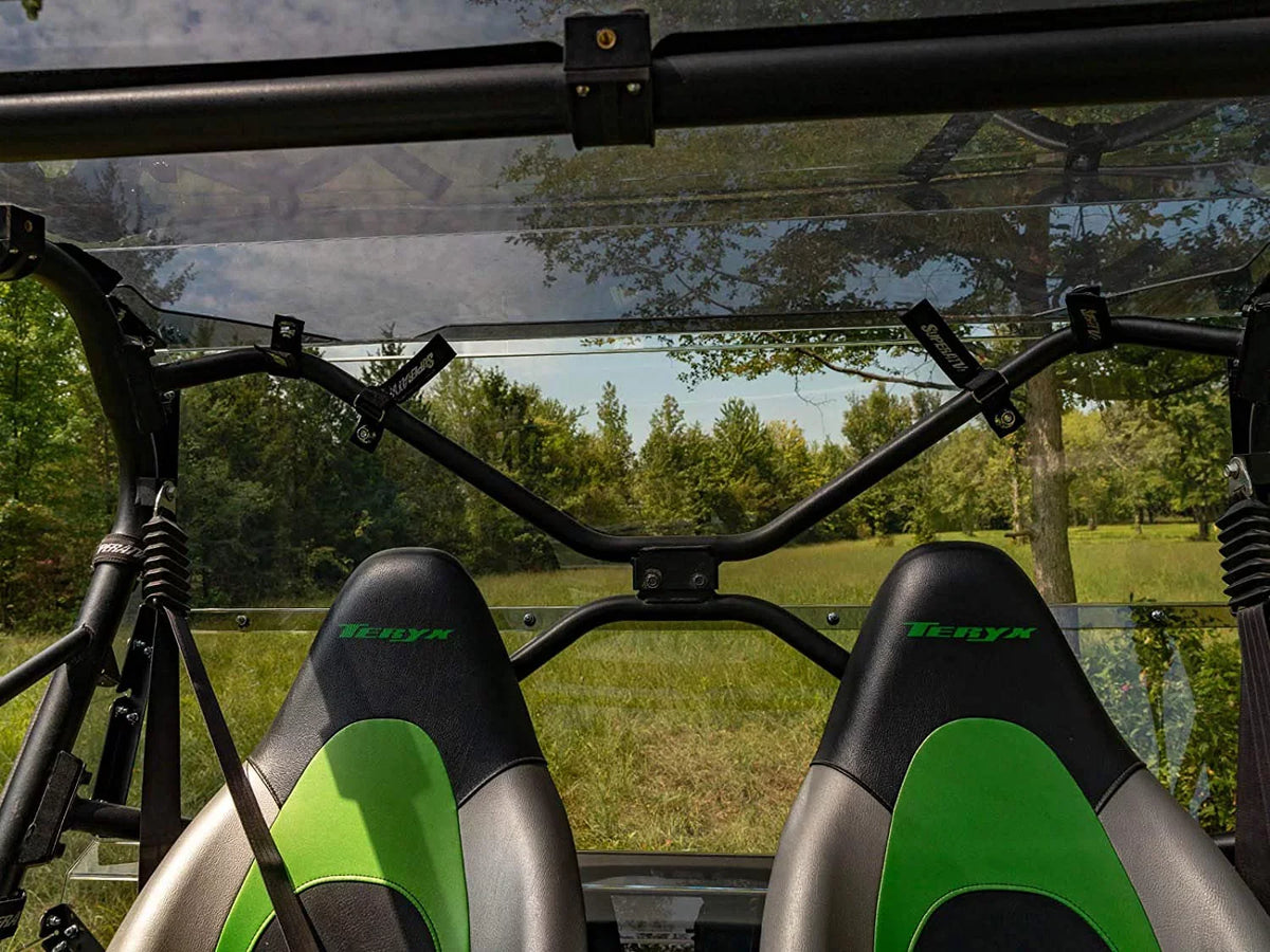 SuperATV Heavy Duty Rear Windshield for 2014+ Kawasaki Teryx 4 800 / 2021+ Teryx 4 S 1/4" Thick Lightly Tinted Polycarbonate 250x Stronger Than Glass Protects You From Flying Debris Made in !