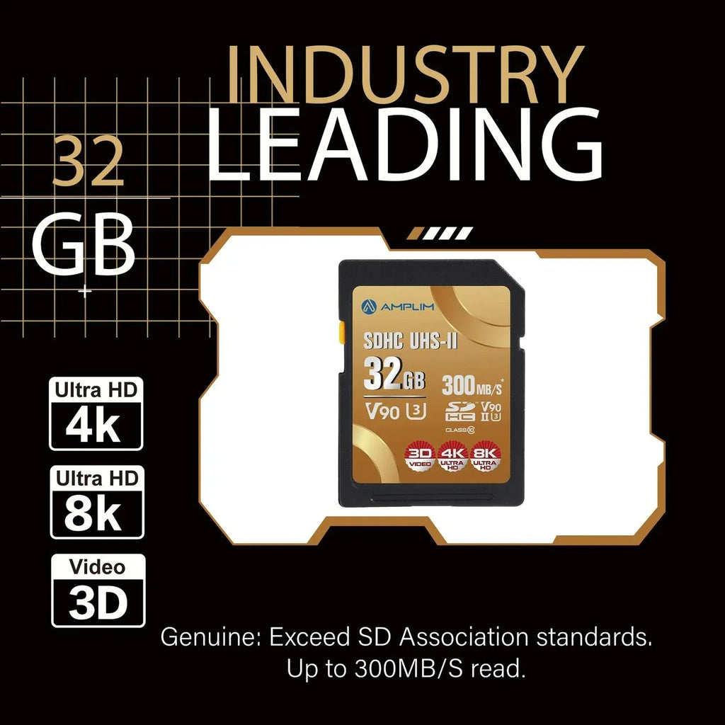 Amplim Extreme High Speed 32GB - V90   Card for 4K 8K  Video Camera Camcorder