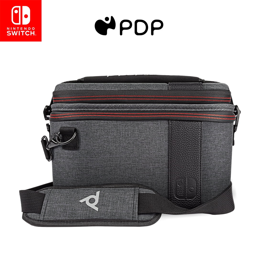 Gaming Pull-N-Go Travel Case Elite Edition: 2-in-1 with Built-in Console Stand, Removable Straps & Interchangeable Dividers: Grey - Nintendo Switch
