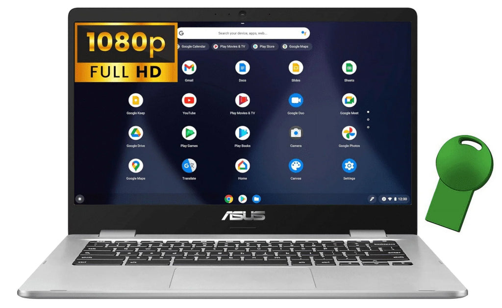 Asus (Renewed) C423NA Chromebook 14 14"  Laptop Computer, Intel Celeron N3350 Processor, 8GB LPDDR4 , 64GB eMMC, 802.11AC WiFi, Bluetooth,  Type-C, Silver, Chrome