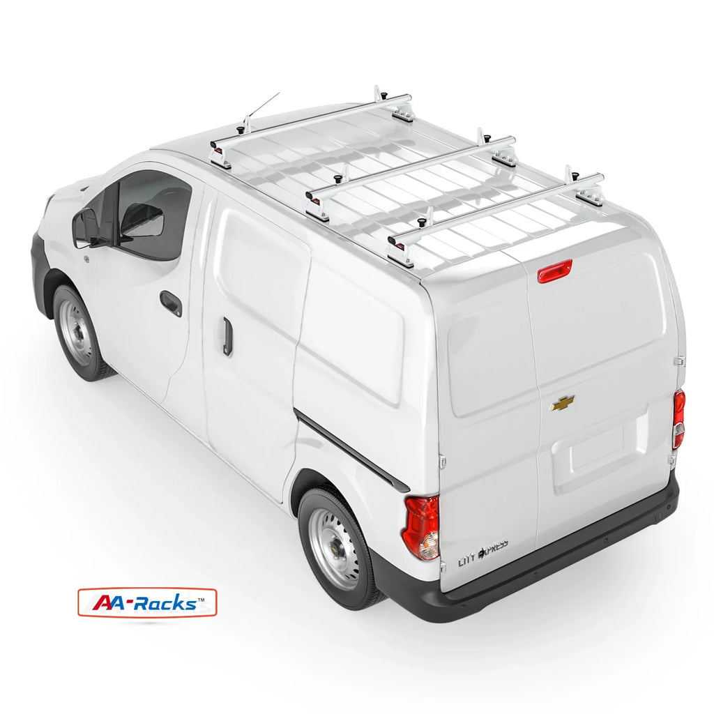 '-Racks Model AX312 Aluminum Van Roof Rack Cross Bars Fits for 2013-On NV200/ 2014-On Transit Connect/ 2013-2017 City Express, 3 Bar 50'' - White
