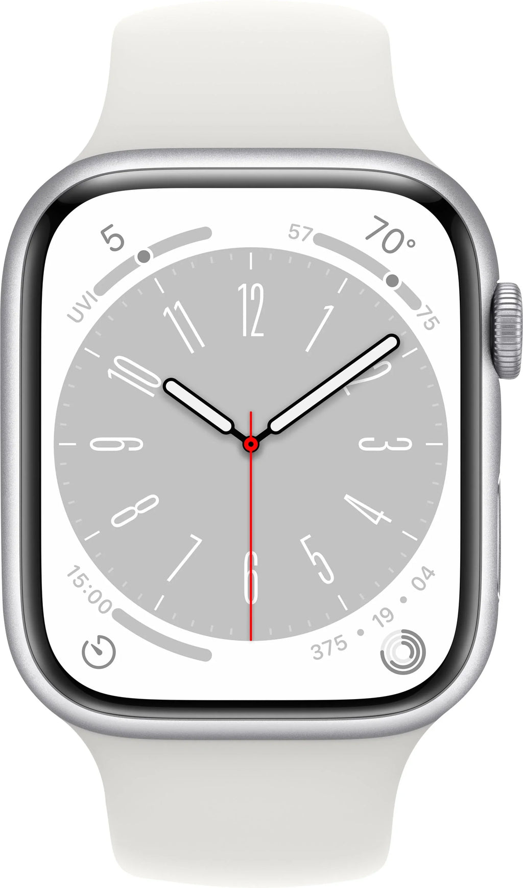 Restored Apple Watch Gen 8 Series 8 45mm Silver Aluminum - White Sport Band MP6P3LL/A (Refurbished)