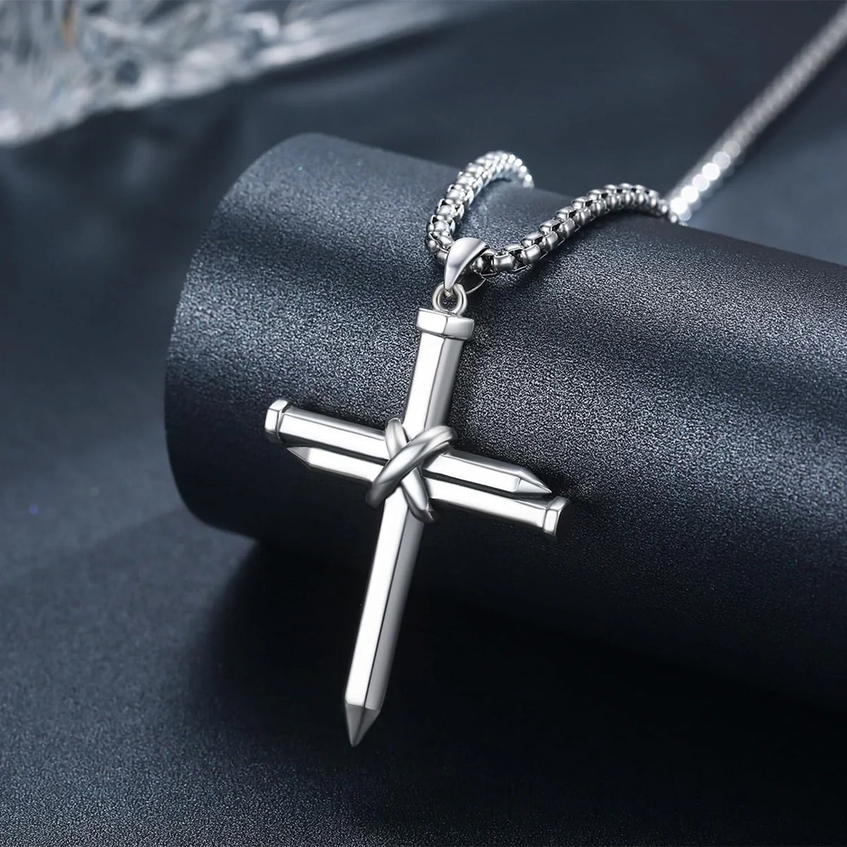 Midir&Etain Cross Necklace for Men Boys 925 Sterling Silver Nail Cross Pendant Necklace Solid Cross Charm Christian Jewelry Religious Graduation Gifts