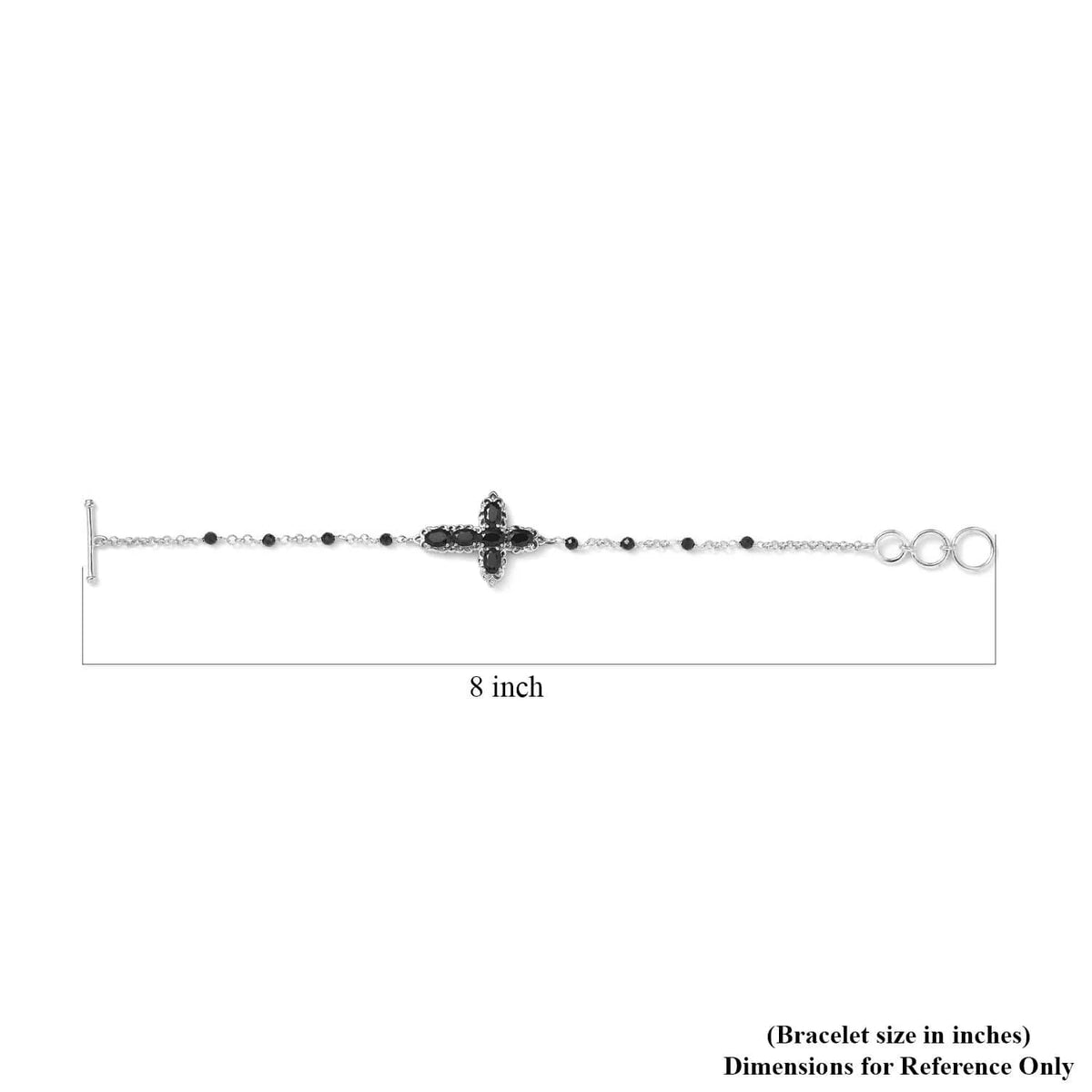Shop  Black Spinel Oval Platinum Plated Cross Bracelet for Women Jewelry Ct 4.79 Mothers Day Gifts for Mom