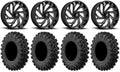 Fuel Reaction 18" Wheels Black 40" MotoRavage  Tires Kawasaki Teryx Mule
