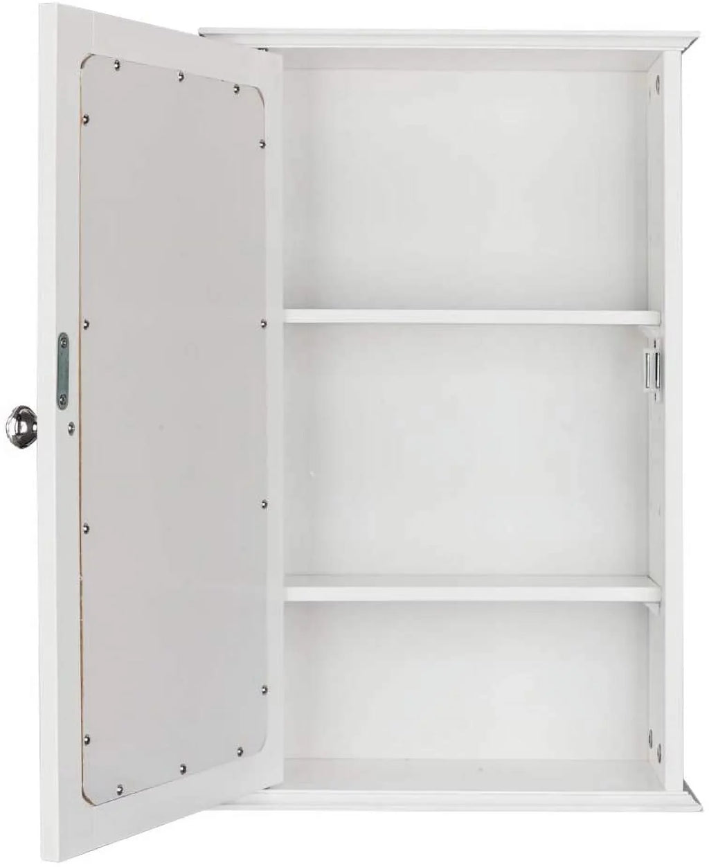 Bathroom Cabinet Wall Mount Mirrored Medicine Cabinet Storage Organizer with Single Door and 2 Adjustable Shelves White