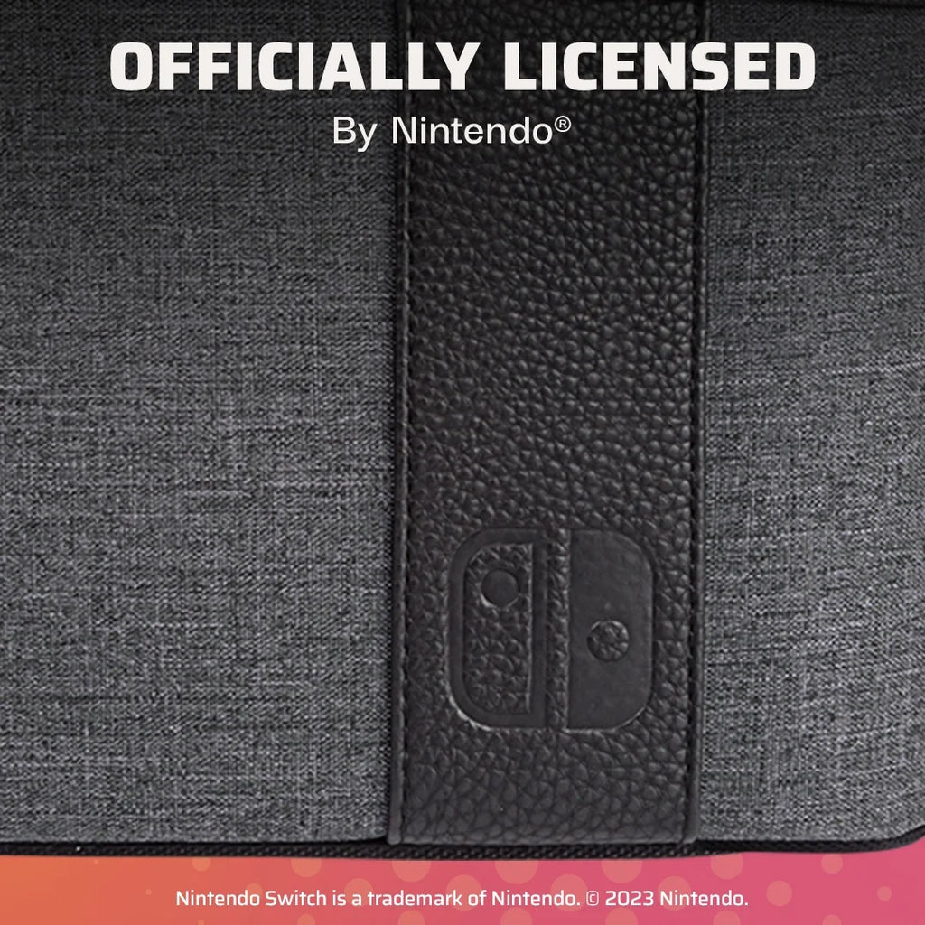 Gaming Pull-N-Go Travel Case Elite Edition: 2-in-1 with Built-in Console Stand, Removable Straps & Interchangeable Dividers: Grey - Nintendo Switch