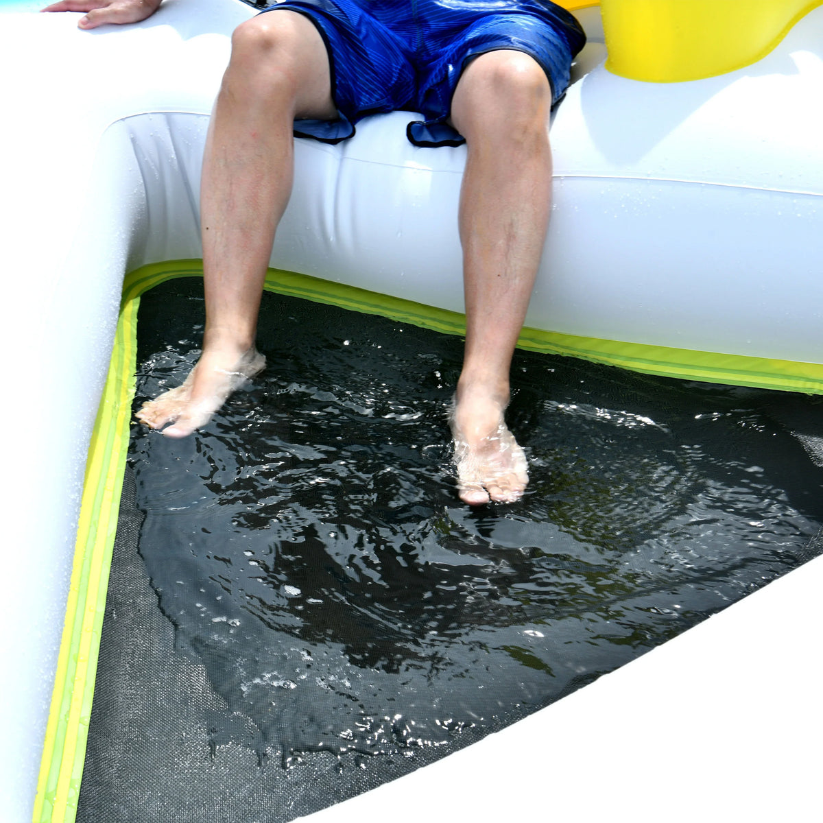 IFI6P Inflatable Floating Island Lounge Raft with Cup Holders and Coolers - 6 Person