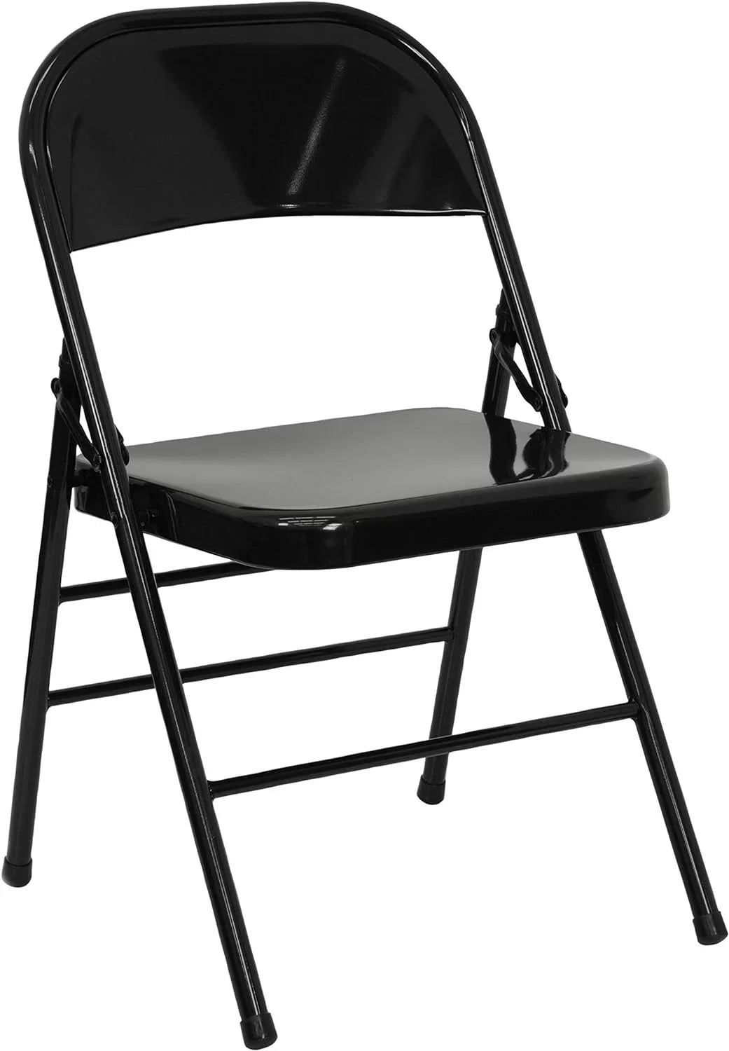 Series Triple Braced & Double Hinged Black Metal Folding Chair