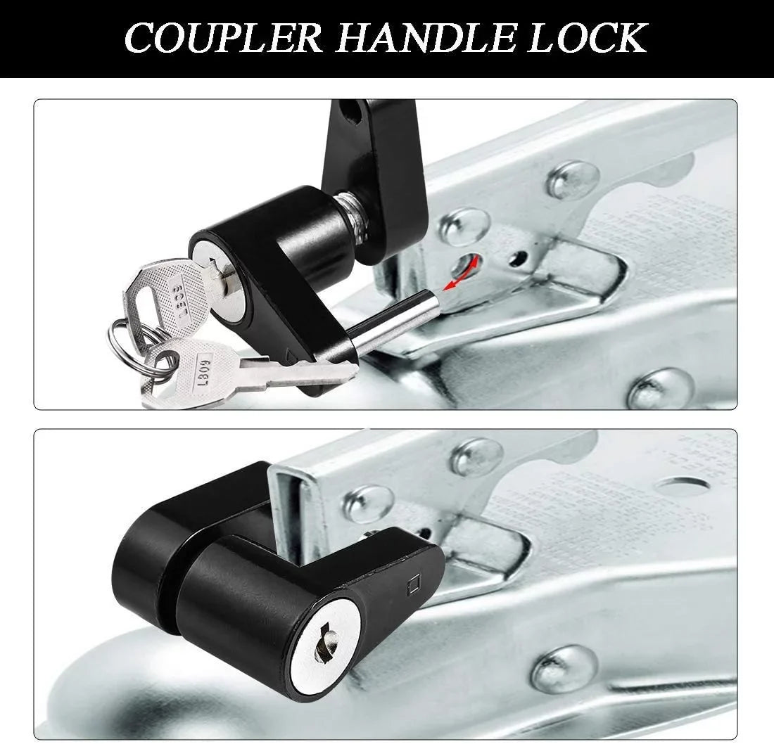 Trailer Hitch Lock Set, Include Trailer Coupler Lock,Tongue Lock and 5/8 Inch, 1/2 Inch Hitch Pin Lock Fit Class I    V Receiver to Secure Trailer for Towing and Storage(Keys Alike)