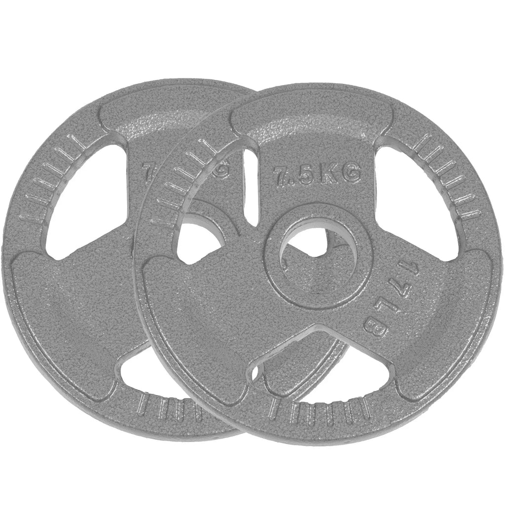 17LB Olympic Weight Plates, 2 Pack Cast Iron Plate for Strength Training and Weightlifting, Olympic or Standard