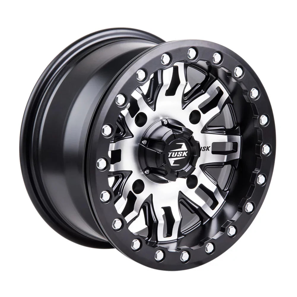 4/156 Tusk Teton Beadlock Wheel 14x7 4.0 + 3.0 Machined/Black For  Wolverine  2 1000 Sport 2022