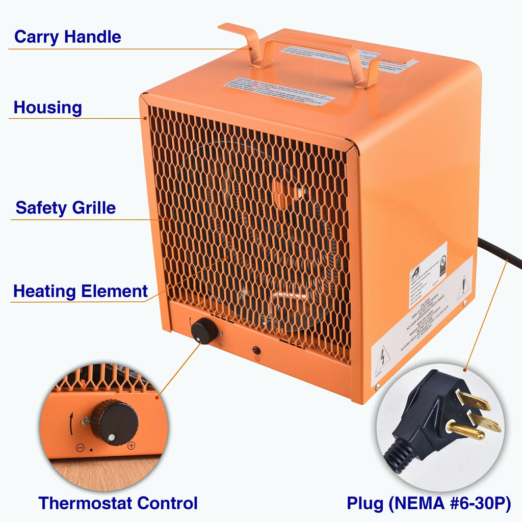 Aain Fan Forced Heater, the Plug #6-30R,Industrial 4800 Watt , 240 Volt/60 Hz,3 Phase