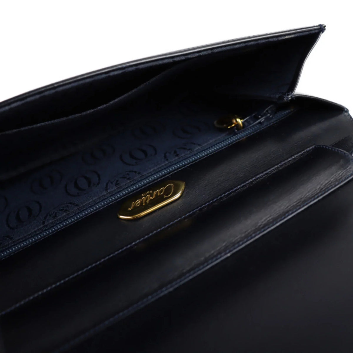 Pre-Owned  Cartier sapphire line shoulder bag calf leather dark navy 2WAY clutch (Good)