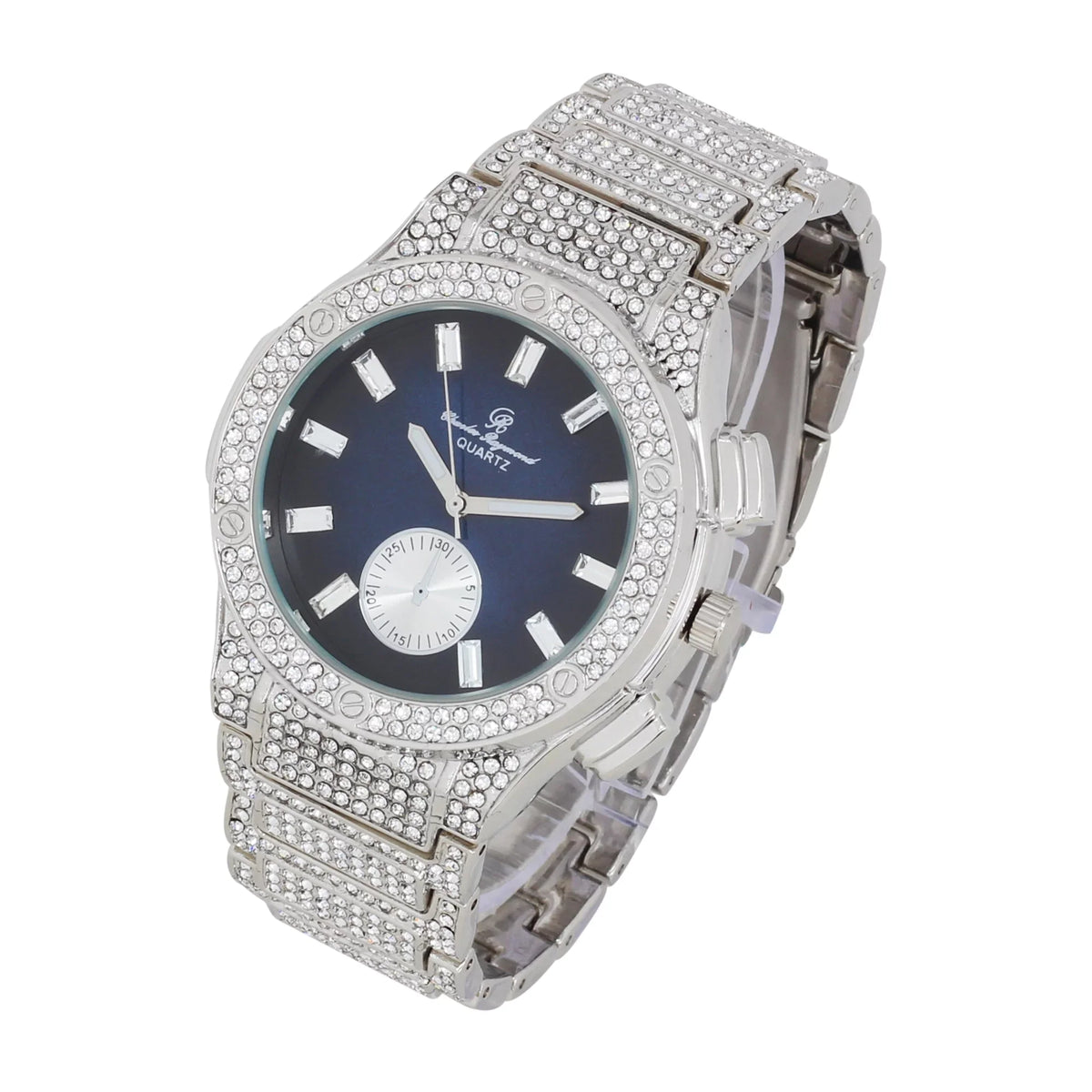 Charles Raymond Big Bling Watch Inspired by Hip Hop - Men's Iced Out Timepiece- Diamond Rhinestones on Blast - ST10311   Blue -C